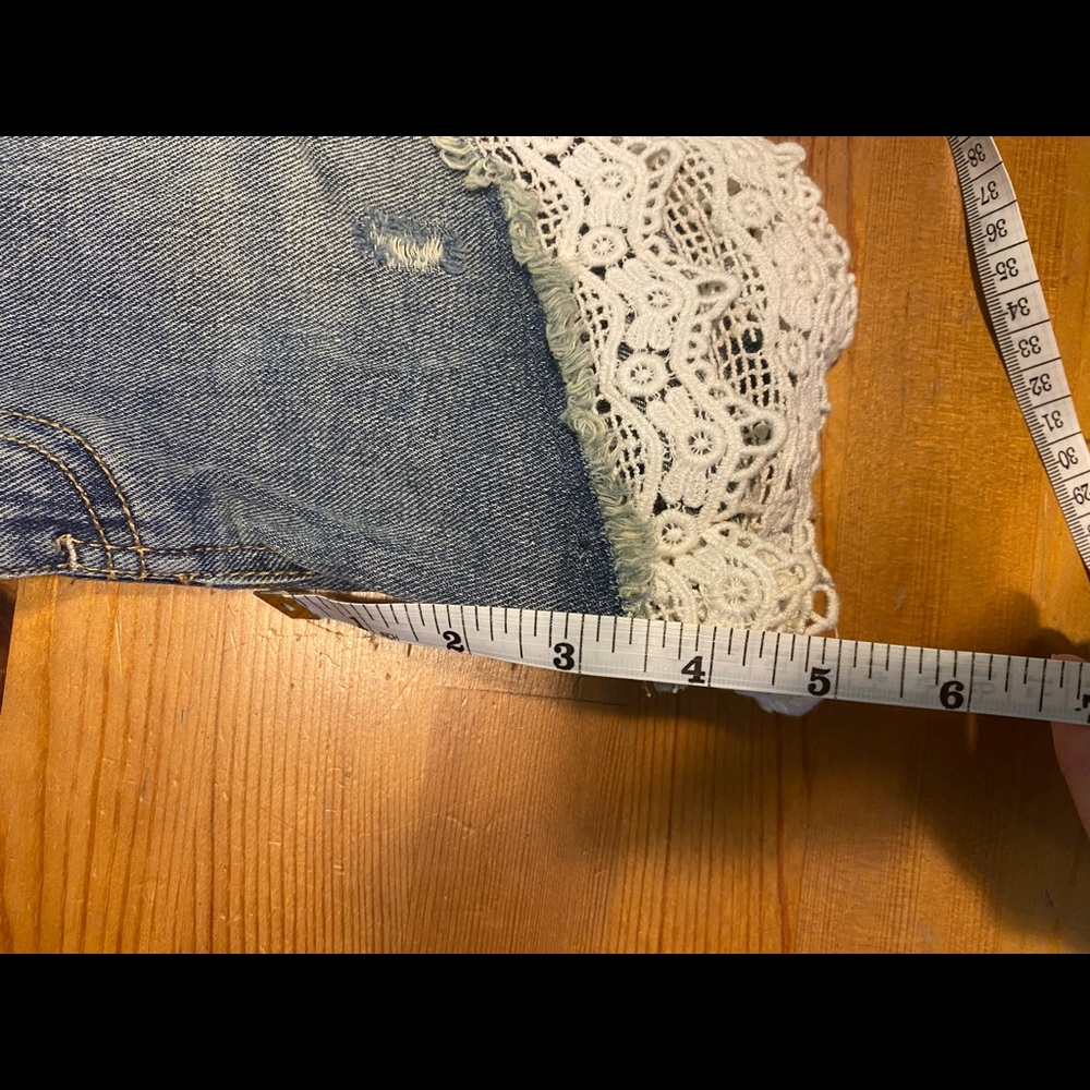 Free People High Waist Crochet Lace Denim Shorts - Picture 6 of 6